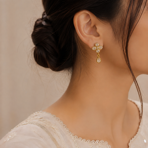 Anvika Floral Silver Earrings