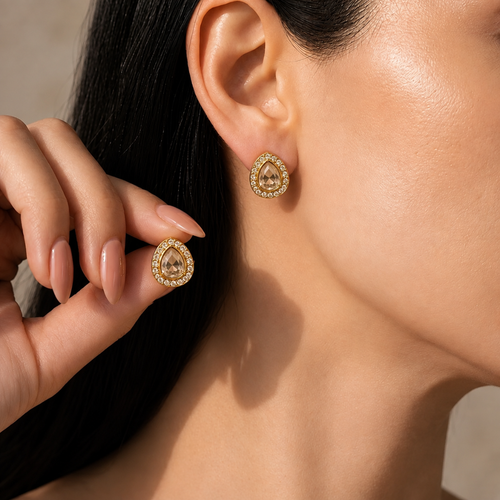 Elegant Halo Drop Silver Earrings
