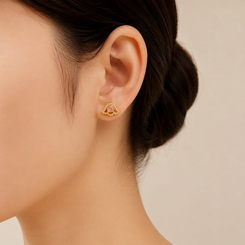 Elegant Pink Silver Polki Earring